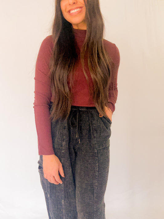 Rosette Mock Neck Top