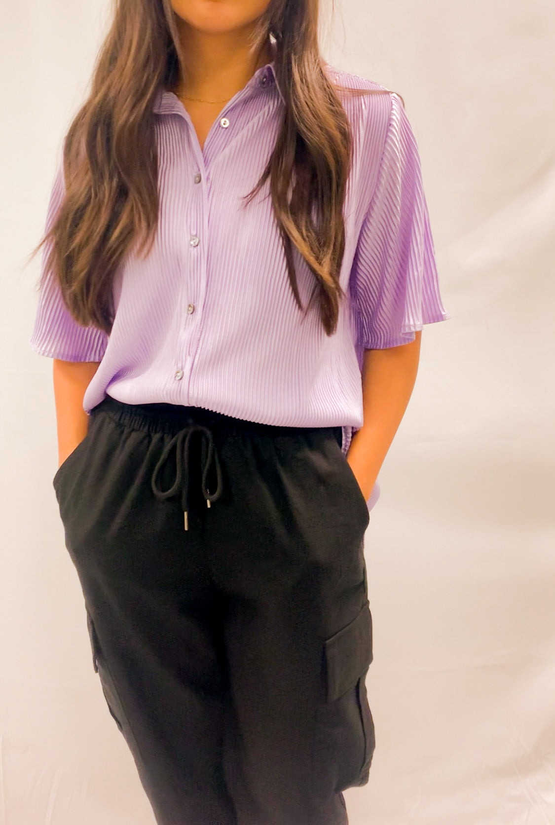 Clothed in Love Button-Down Top in Lavender