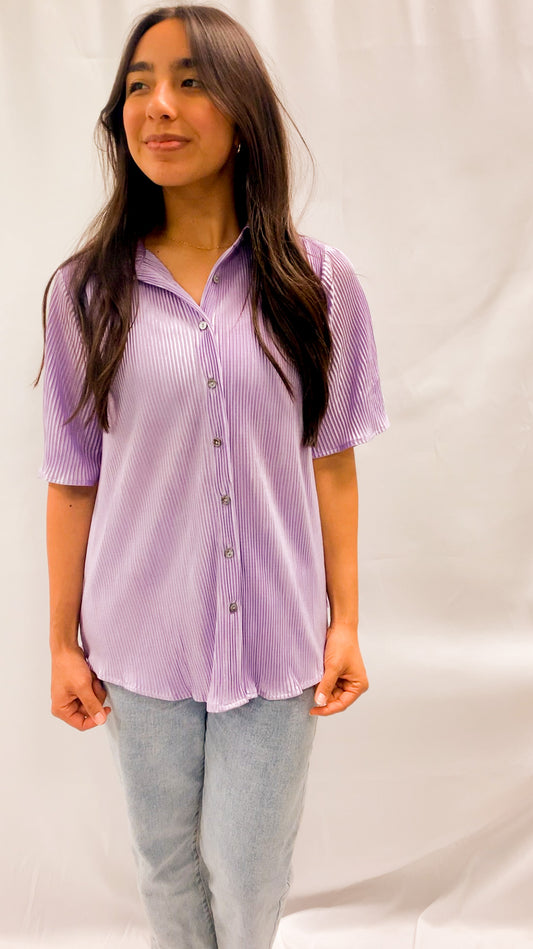Clothed in Love Button-Down Top in Lavender